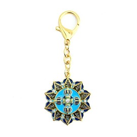 Feng Shui Import Ten HUM with Double Dorje Wheel Keychain