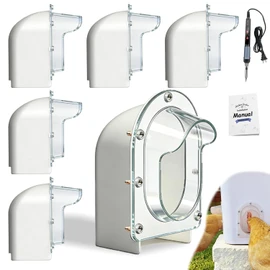 ayakol Chicken Feeder Port ProMAX,1.6×Taller Anti-Snag Opening,Clear View Cover,Real No Waste Automatic Poultry Feeder(6-Pack with Soldering Iron)