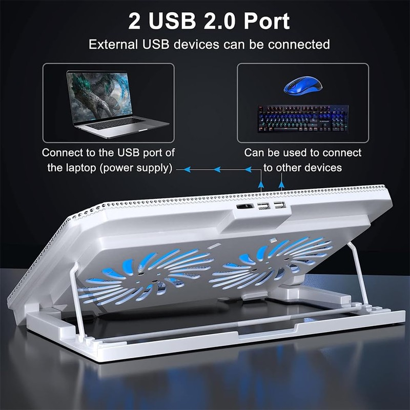 Laptop Cooling Pad with 2 Fans,About 1400 RPM Laptop Cooling