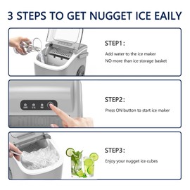 Ice Maker Machine Countertop, 26 lbs in 24 Hours, 9 Cubes Ready in 6 Mins, Self-Cleaning, Portable Ice Maker with Ice Scoop and Basket,Grey