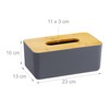 Relaxdays Tissue Box, Refillable, Bathroom, Napkin Dispenser, Bamboo Lid, Plastic,