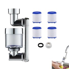 Faucet Mount Filters with 4 Filter Cartridges, 1080° Rotating Robotic Arm Faucet, Swivel Tap Extender Rotatable Faucet Aerator, Splash Faucet Filter for Kitchen Sink Washbasin Bathroom