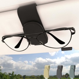 BFXM Sunglass Holder for Car Accessories, Leather Magnetic Sunglasses Holder, Eyeglass Hanger Clip for Car Visor, Car Sun Visor Ticket Card Clip