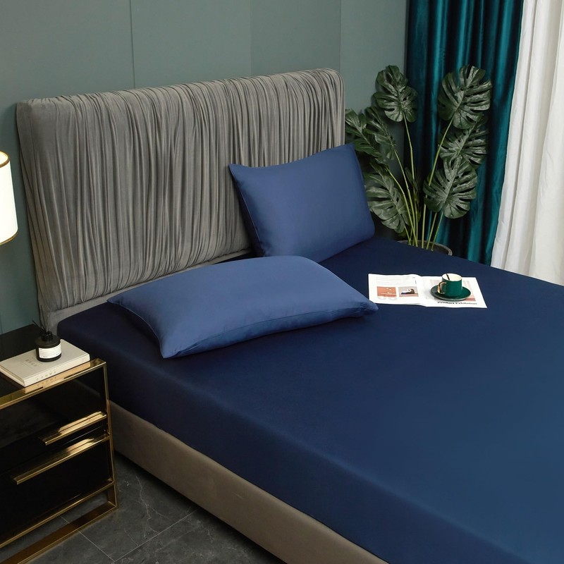 Luofanfei Fitted Sheet 180 x 200 cm, Blue Marine Box