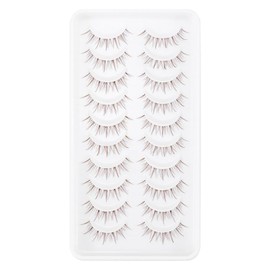 outopen 10 Pairs Brown Lashes Clear Band Brown Manga Lashes Japanese Anime Cosplay Eyelashes Asian False Eyelashes Natural Look Like Individual Clusters(A15-Clear Band | 8-13mm)
