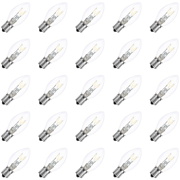 25 Pack C7 Clear Replacement Bulbs Waterproof UL Certified 5w