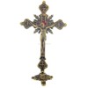 Jesus Christ on Cross Bronze Tone Standing Crucifix with Base,