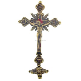 Jesus Christ on Cross Bronze Tone Standing Crucifix with Base, 9 Inch by Bethlehem Gifts TM