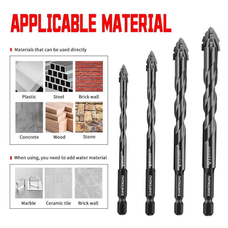 Upgraded Serrated Masonry Drill Bit, Concrete Drill Bit Set, Four