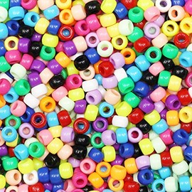 VOOMOLOVE 1000 PCS Multicolor Mix 6x9mm Pony Beads, Bracelet & Hair Braids Beads, Crafts Plastic Beads