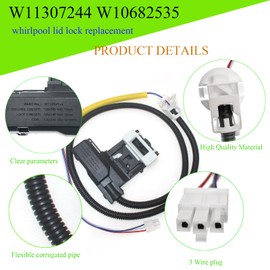 W11307244 W10682535 Washer Lid Lock Switch For NTW4516FW3 NTW4516FW2 NTW4516FW1 MVWC565FW1 MVWC565fW0 W11253733 Compatible With Whirlpool Maytag Amana Kenmore Roper Washer Machine Door Lid Lock