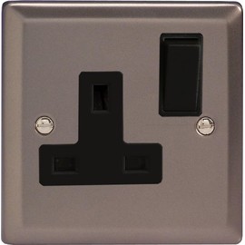 Varilight - 1 Gang 13 Amp Single Switched Socket Pewter - XR4B