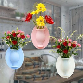 Chezmax Flower Pot Silicone Sticky Vase 3PCs Hanging Decorative Reusable Wall-Mounted Flower Vase