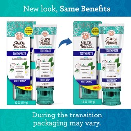 GuruNanda Hydroxyapatite Toothpaste, SLS & Fluoride Free (4 Pack), Whitening Toothpaste - Freshens Breath, Fights Plaque - with 2 Toothbrushes, 2 Tongue Scrapers & 2 Tube Squeezers