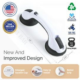 DwellDecor Grab Bars for Bathtubs and Showers, Shower Handle, Heavy Duty Bathroom Handicap Grab Bars, Shower Grab Bars for Seniors, Elderly Assistance Products (Black - 12 Inch (2 Pack))