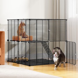 YITAHOME 2 Tier Cat Cage Indoor Cat Enclosures, Versatile DIY Playpen for Kitten Small Animals, Ideal for Home, RV Travel, and Camping