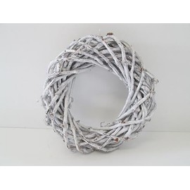 Deko-Kranz aus Weinreben, 30 cm Durchmesser, Weiß Gewischt