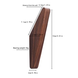 6 Pack Black Walnut Wood Wall Hooks, Coat Hooks Minimalist Design Heavy Duty Robe Hook Wall Mounted Rustic Wooden Hooks Clothes Hanger Hat Rack Hooks for Hanging Bathroom Towels.