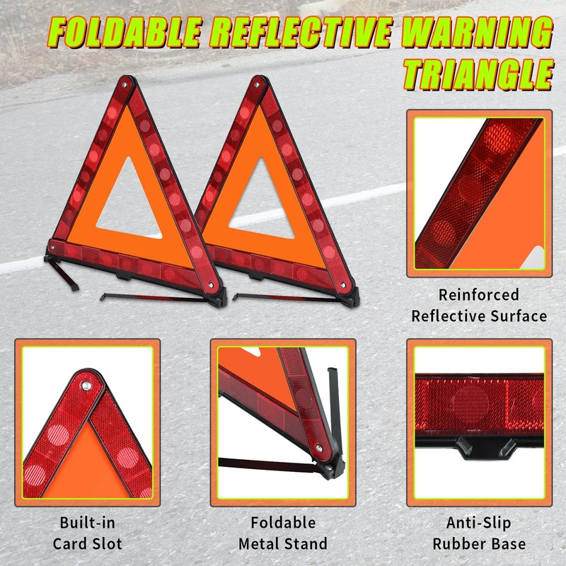 FLKQC Warning Triangles Safety Triangle Emergency Kit, 5 Pack Foldable