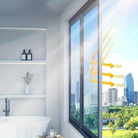 YIZHI Window Film One Way Daytime Privacy Static Cling Sun Blocking Anti UV Reflective Non-Adhesive Decorative Window Tint Premium PET Material for Home and Office (Silver 16" x 197")