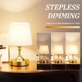 Kakanuo Mini Cordless Table Lamp Gold - 1 Pack 4000mAH Battery Operated Lamp for Decor, 3000K Stepless Dimming Touch Control Rechargeable Lamp for Bedroom, Dining Table, Counter, Living Room