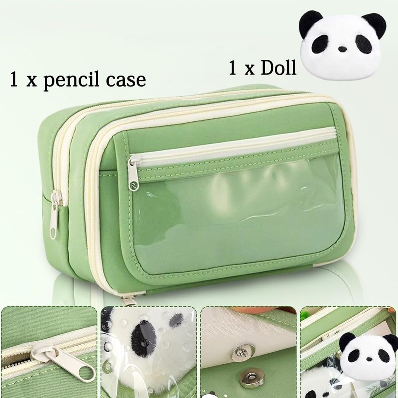 MEZHEN Panda Pencil Case Large Pencil Case Multilayer Pencil Case