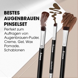 3-piece eyebrow brush set, beauty make-up brush set for applying eye shadow, pomade, eyeliner, gel, wax, powder and make-up for perfect eyelashes and eyebrows.