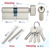 Hengsong Knob Cylinder Brass 35/35 with 5 Brass Keys, Lock