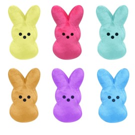 TOPORTY TOPORTY Easter Bunny Plush Toys 6Pcs Easter Peep Plush Cute Animal Bunny Stuffed Doll Toy Easter Basket Stuffers Toys for Kids