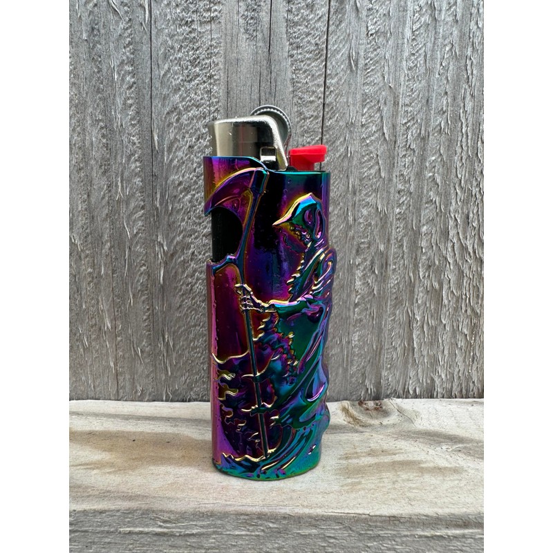 Rainbow Reaper Death Metal Lighter Case Cover Holder fits BIC