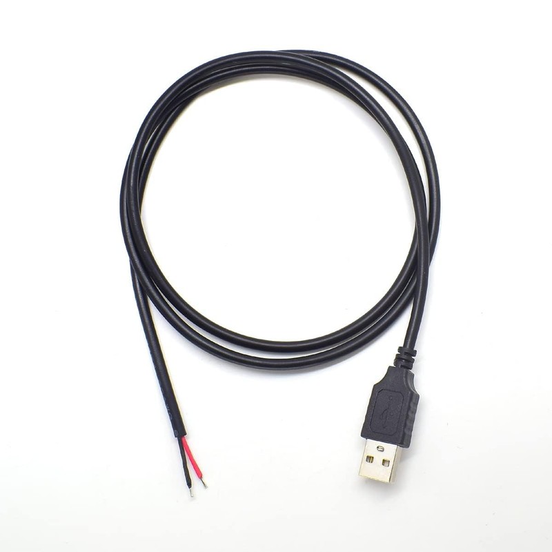 2pcs 1M/3.3Ft 20AWG USB 2.0 Male Plug 2pin Wire DIY
