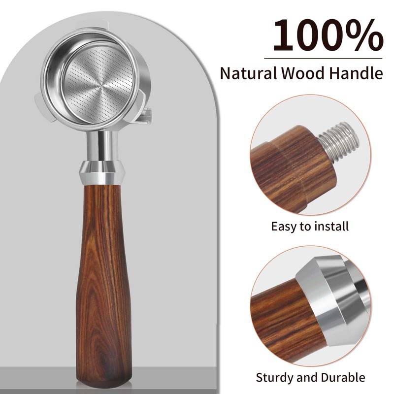 54mm Espresso Double Spouts Portafilter with 3 Ear, Espresso Accessories,Stainless