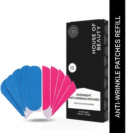 House of Beauty Overnight Anti-Wrinkle Refill, Fabric Patches Helps in Improve Anti-Aging Wrinkles, Moisturize and Smoothing Face Skin (10 Patches, Blue and Pink)