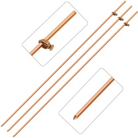 Gisafai 3 Pcs Grounding Rod 4 ft Portable Electrical Copper Grounding Rod with Clamp for Electric Fences Satellite Dishes Generator Grounding Earthing (Gold)
