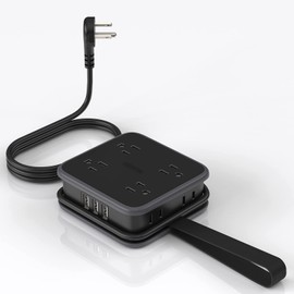 NTONPOWER Flat Plug Power Strip, 5 ft Extension Cord with 8 Widely Outlets and 3 USB Ports, 3 Side Outlet Extender, Wall Mount, Overload Potection, Compact Power Strip for Home, Dorm Room Essentials