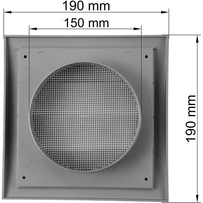Vent Systems 150 mm (190 x 190) Grey Vent Cover