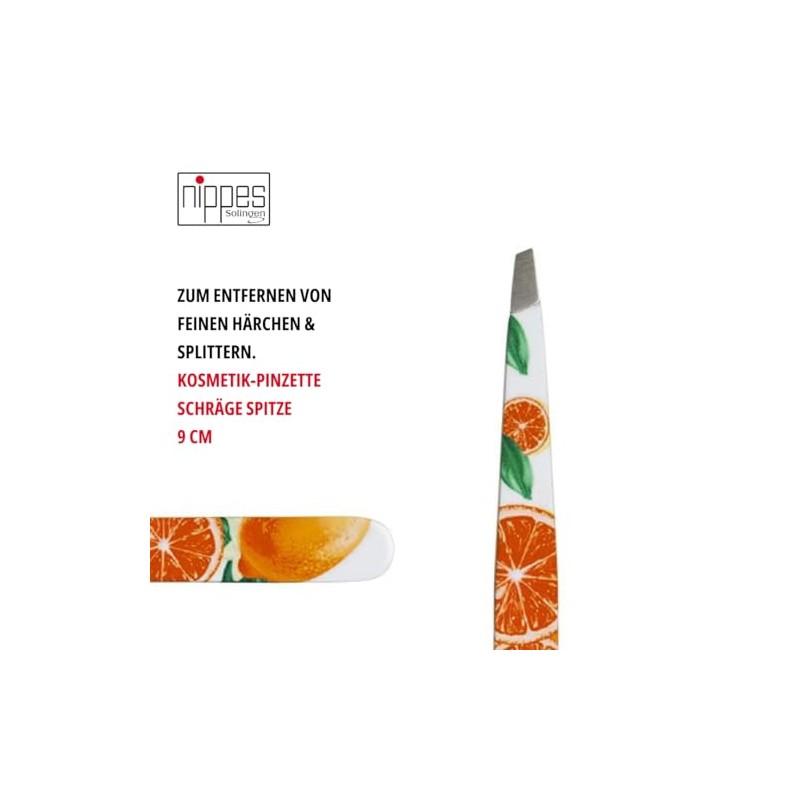 Nippes Orange Citrus Cosmetic Tweezers, Bevelled Tip, Stainless Steel, 9cm,