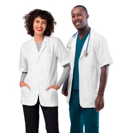 Adar Uniforms Universal Unisex Lab Coats - Short Sleeve 31" Consultation Coat 2816 White XL