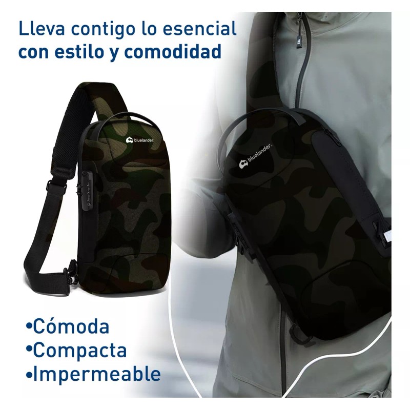 Bluelander Mochila Antirrobo Cruzada Bolso Pecho Con Código Integrado