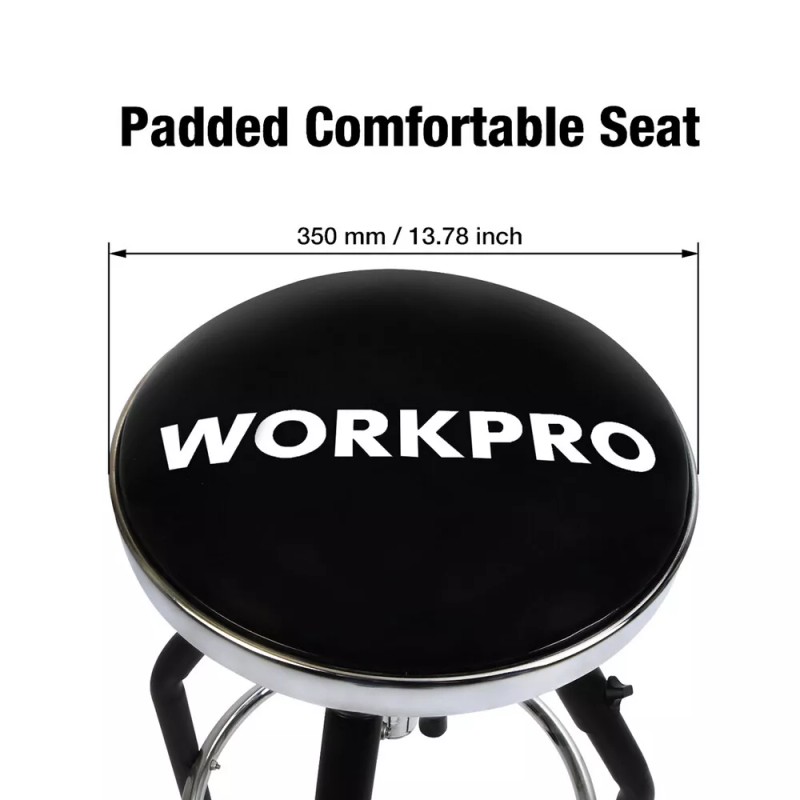 WORKPRO Bar Stools 360 Degree Swivel Black Chair Heavy Duty