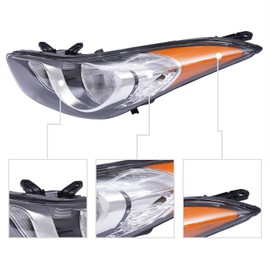 CRYBY Headlights Fit for Hyundai Elantra 2011-2013, Halogen Headlamps Left Driver & Right Passenger Sides Direct Replacement, ABS Plastic & Polycarbonate Front Headlight (Left)