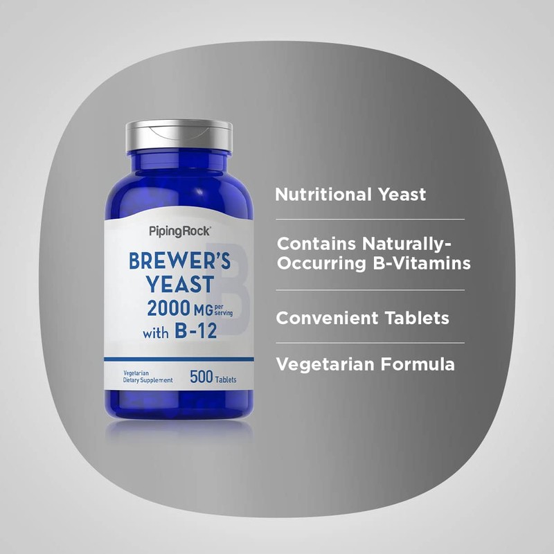 Piping Rock Brewer's Yeast Tablets 2000mg | 500 Pills |