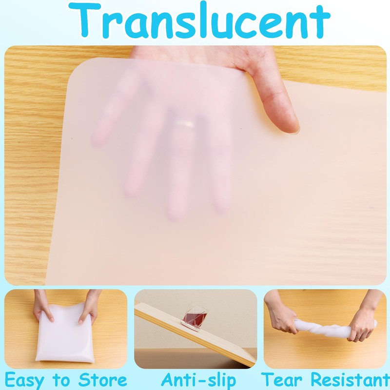 PABUSIOR Silicone Mats for Crafts: Translucent Liner, 11.4×11.4 In (2/Pack),