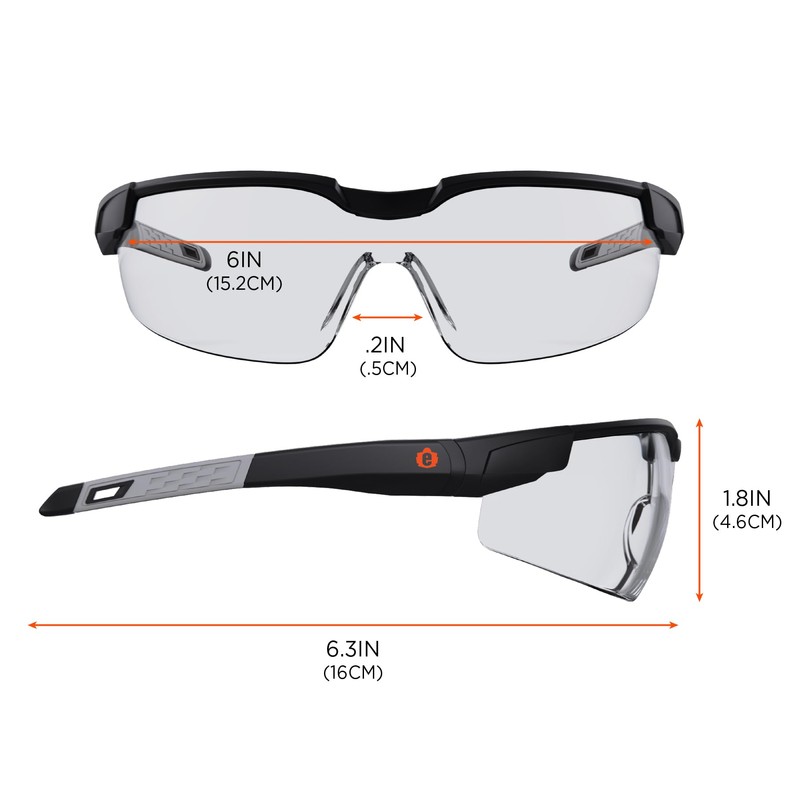 Ergodyne Skullerz Dellenger Anti Scratch Safety Glasses with Adjustable Temples,