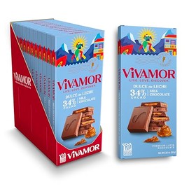 Vivamor Premium Milk Chocolate Bar, Dulce De Leche, 2.82 oz, Pack of 12