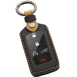 WTSHOPME Key Fob Cover Compatible with Dodge Ram Crazy Horse Leather Compatible with Jeep Grand Cherokee L Grand Wagoneer