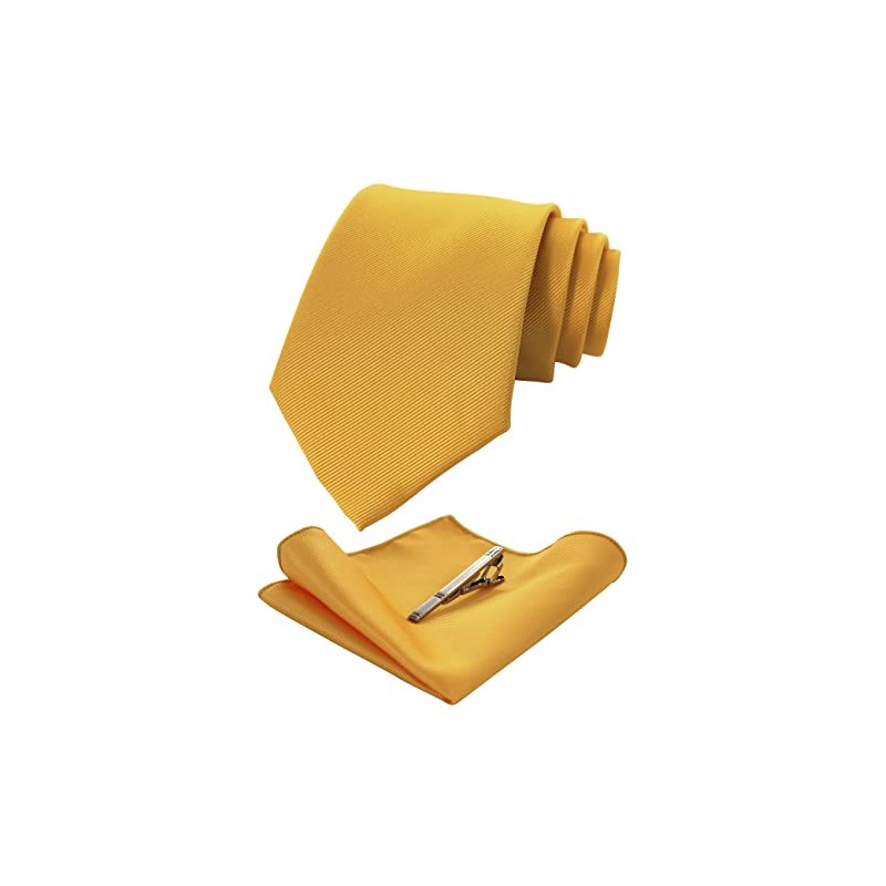 JEMYGINS Mens Silk Tie & Tie Clips & Pocket Bar