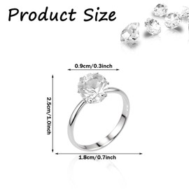Auswalar 60PCS Diamond Engagement Rings,Glitter Diamond Wedding Ring,Bridal Shower Rings for Wedding Table Decorations, Party Supply, Favor Accents, Cupcake Toppers (Silver)