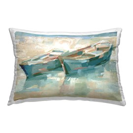 Stupell Industries Boat Duo on Shore Design by Ethan Harper Indoor Printed Throw Pillow, 14 x 7 x 20, Blue