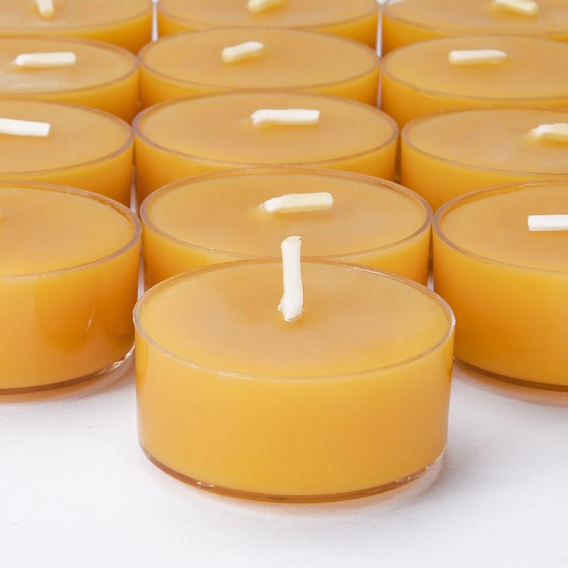 Natural Yellow Beeswax Tealight Candles - 24 pcs - Organic